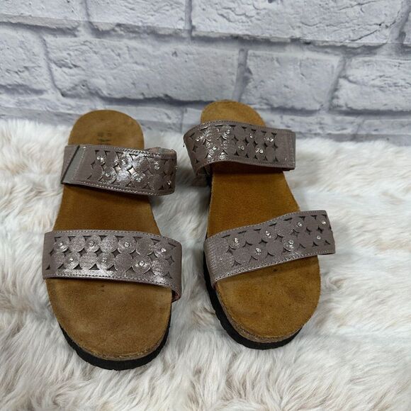 Naot Susan Pewter Leather Rhinestone Embellished Slide Sandals Size 40 W9‎ - Picture 2 of 9
